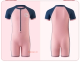 Bộ bơi bé gái cộc liền, hồng tay than, YUKE