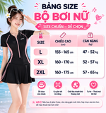 Bộ bơi nữ cộc tay tím trắng Yuke chống nắng UPF50+ chân váy tôn dáng co giãn