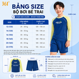 Bộ bơi bé trai dài tay chống nắng UPF 50+ Kháng Clo co giãn dáng quần 2 lớp 361
