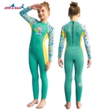 Bộ bơi giữ nhiệt bé gái dài tay liền thân màu Xanh hình cá vải 2.5mm Dive& Sail