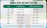 Bộ bơi bé trai dài tay rời quần ngắn 2 lớp chống nắng UPF 50+ màu xanh hình sóng YUKE