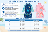 Bộ bơi bé gái dài tay chống nắng UPF 50+, kháng Clo, hồng, quần 2 lớp Yuke