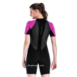 Bộ bơi Wetsuit nữ cộc liền, đen hồng, 2mm Sbart 1100