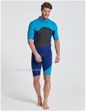 Bộ bơi Wetsuit cộc liền nam, màu xanh, 2mm Sbart 1069