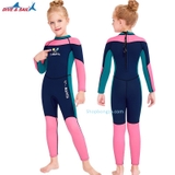 Bộ Wet dài, bé gái, màu Than Hồng, 2.5mm DIVE&SAIL-M150552K