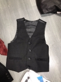Vest Vải đen kẻ Mini World