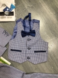 Vest xanh vải kẻ Mini World