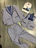 Vest xanh vải kẻ Mini World