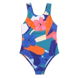 Bộ bơi bé gái bikini hoạ tiết xanh cam