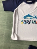 Bộ bơi bé trai cộc tay rời, trắng cá Surfing, quần cộc xanh than (3-16 tuổi)
