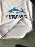 Bộ bơi bé trai cộc tay rời, trắng cá Surfing, quần cộc xanh than (3-16 tuổi)