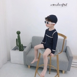 Bộ bơi dài tay màu đen, hình cún cam