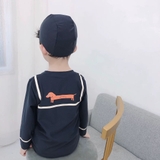 Bộ bơi dài tay màu đen, hình cún cam