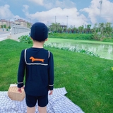 Bộ bơi dài tay màu đen, hình cún cam