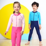 Bộ bơi cho bé chống nắng UPF50++ liền dài tay màu xanh cao cấp chính hãng Momasong (Korea)
