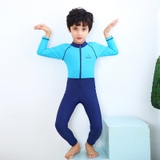 Bộ bơi cho bé chống nắng UPF50++ liền dài tay màu xanh cao cấp chính hãng Momasong (Korea)
