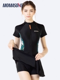 Bộ bơi nữ cộc tay liền chân váy, màu đen Momasong