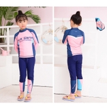 Bộ bơi bé gái dài, màu hồng Sea Swim, quần than rời