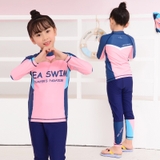 Bộ bơi bé gái dài, màu hồng Sea Swim, quần than rời