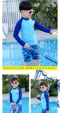Bộ bơi bé trai dài rời, xanh hình cua cam, quần cộc 361-SLY195040