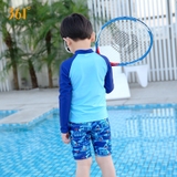 Bộ bơi bé trai dài rời, xanh hình cua cam, quần cộc 361-SLY195040