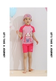 Bộ bơi bé gái cộc rời, màu hồng kẻ Shark Area 361 (SLY195032)