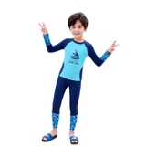 Bộ bơi bé trai dài xanh, tay than, quần dài rời, Super Star, 32015