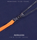 Bộ bơi nữ dài tay, xanh than, tay hoa, vải UPF50++ Momasong