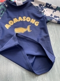 Bộ bơi bé trai dài tay xanh than rằn ri, vải chống nắng UPF50++, chống clo, Momasong (Korea)
