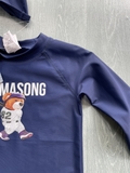 Bộ bơi bé trai dài Xanh Than, hình gấu, quần cộc rời, Momasong (Korea)
