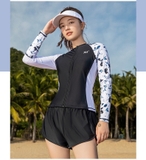 Bộ bơi nữ dài tay đen trắng, quần rời 361 - SLY222106