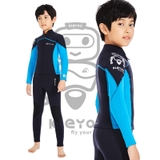 Bộ bơi giữ nhiệt KLEYOU dài tay, dáng rời, màu đen xanh, vải dày 2.5mm -R002