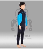 Bộ bơi giữ nhiệt KLEYOU dài tay, dáng rời, màu đen xanh, vải dày 2.5mm -R002