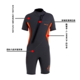 Bộ bơi giữ nhiệt KLEYOU dáng cộc, màu nâu cam, vải dày 2.5mm,-R009