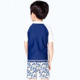 Bộ bơi bé trai cộc rời, xanh tay trắng, hình cá, Momasong (Korea) 908048