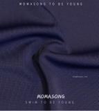 Bộ bơi nữ cộc xanh than, chân váy, tay đỏ, Momasong