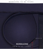 Bộ bơi nữ cộc xanh than, chân váy, tay đỏ, Momasong