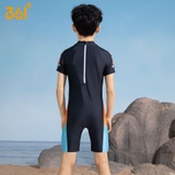 Bộ bơi bé trai cộc tay vải chống nắng kháng Clo, màu xanh swim, 361