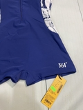 Bộ bơi nữ 361 xanh than, dáng cộc liền, tay hoạ tiết trắng xanh.