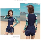 Bộ nữ dài xanh than, tay xanh lá, 3 chi tiết