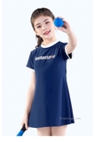 Bộ bơi bé gái liền chân váy, màu xanh than, vải chống nắng, kèm quần rời, hàng hãng cao cấp