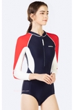 Bộ bơi nữ dài tay, vải chống nắng, màu than đỏ,hàng cao cấp -906119