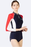 Bộ bơi nữ dài tay, vải chống nắng, màu than đỏ,hàng cao cấp -906119