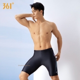 Quần bơi nam 361, màu đen, dáng lửng, hoạ tiết xanh