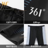 Quần bơi nam 361, màu đen, dáng lửng, hoạ tiết xanh