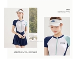 Bộ bơi nữ cộc liền chân váy, trắng xanh YouYou