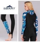 Bộ bơi nữ dài liền mũ, đen tay xanh, Sbart 1336