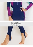 Bộ bơi nữ dài liền, xanh than, tay tím, vải chống nắng, Sbart 1374