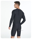 Bộ bơi nam dài liền quần ngắn, vải chống nắng, màu đen, Sbart 1536