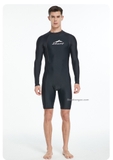 Bộ bơi nam dài liền quần ngắn, vải chống nắng, màu đen, Sbart 1536